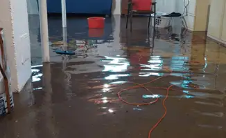 Basement with boiler, cabinets and washing machine completely flooded in Stockton, CA