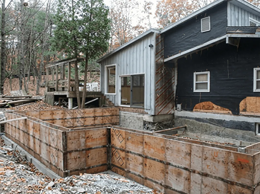 Prepared site with foundation forms for home remodeling and addition project in Stockton, CA